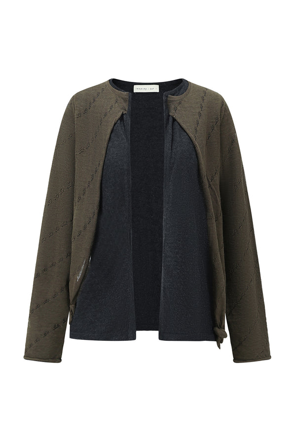 SWAYING 25 Autumn and Winter Twisted Fake Two-Piece Cashmere Top SW-SW25AW1T34C2S4-HL Gray Green